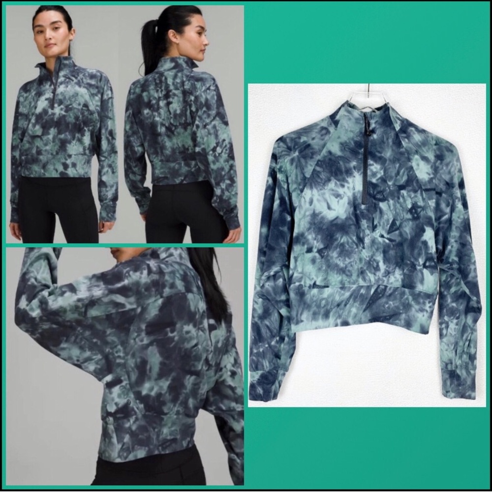 Lululemon Scuba Rulu Half-Zip Pullover Tidewater Teal Tie Dye 6 Small